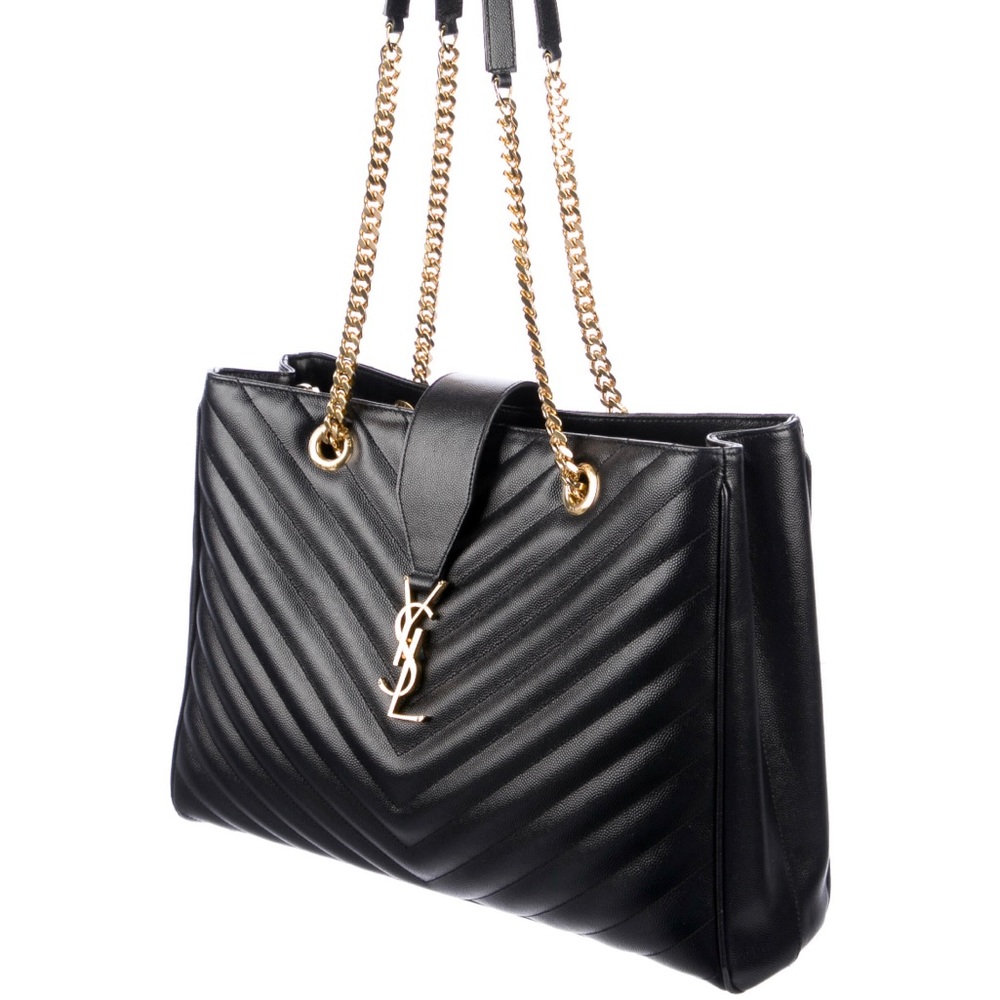 Yves St. Laurent Saint Laurent Grain de Poudre Chevron Monogram Bag
